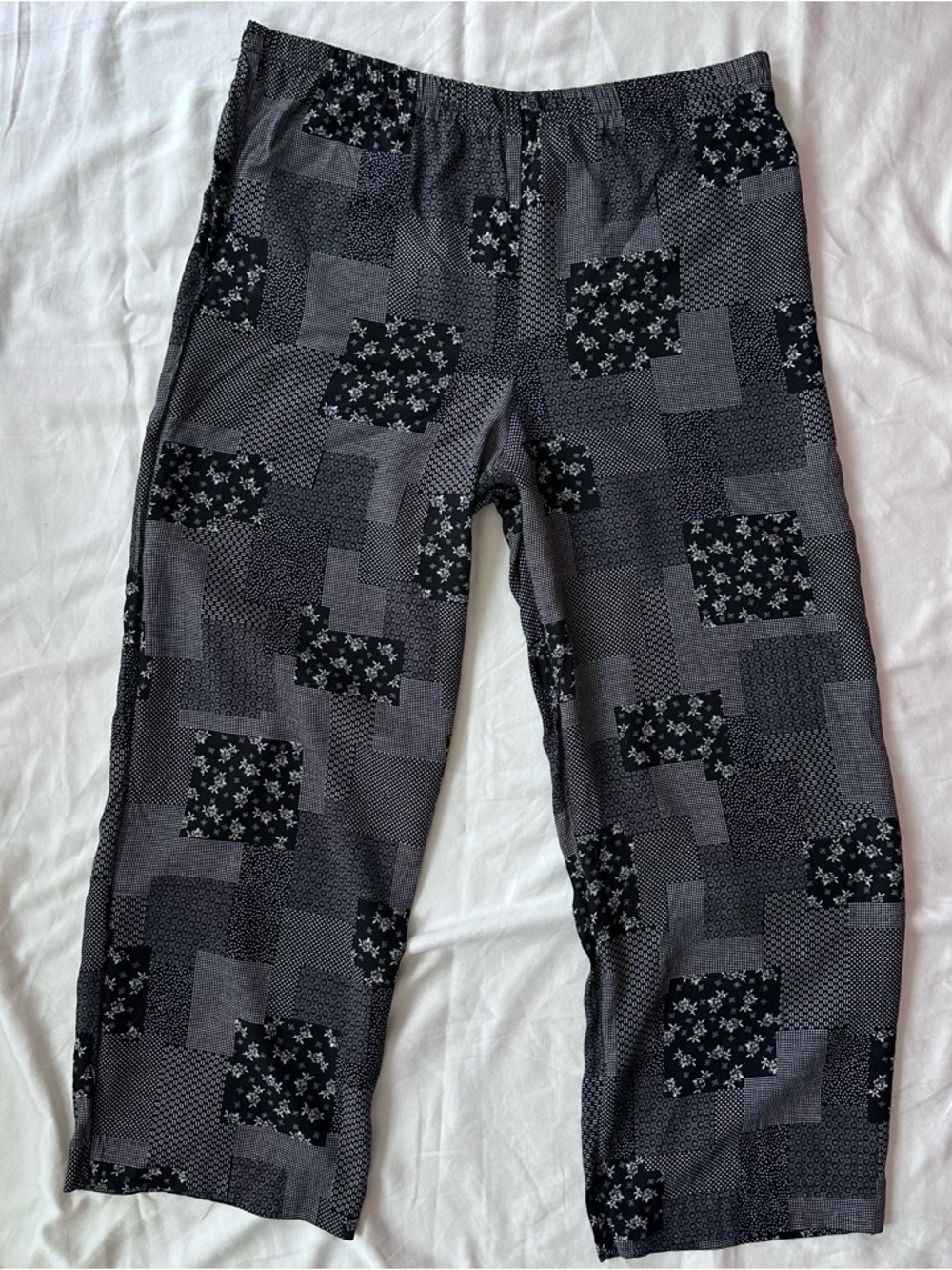 Vintage Rampage Black & White Patchwork Cropped/Ankle Wide Leg Pants